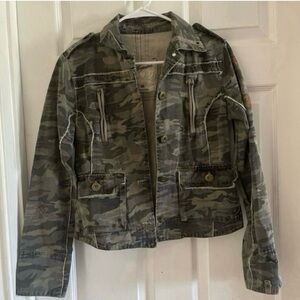 Aeropostale y 2k vintage military camo embroidered grunge statement bold jacket